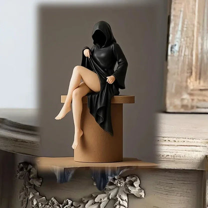 Halloween Masked Women Statue - Elegant and Mysterious Desktop Ornament for Fireplace, Entryway, or Halloween Home Decor