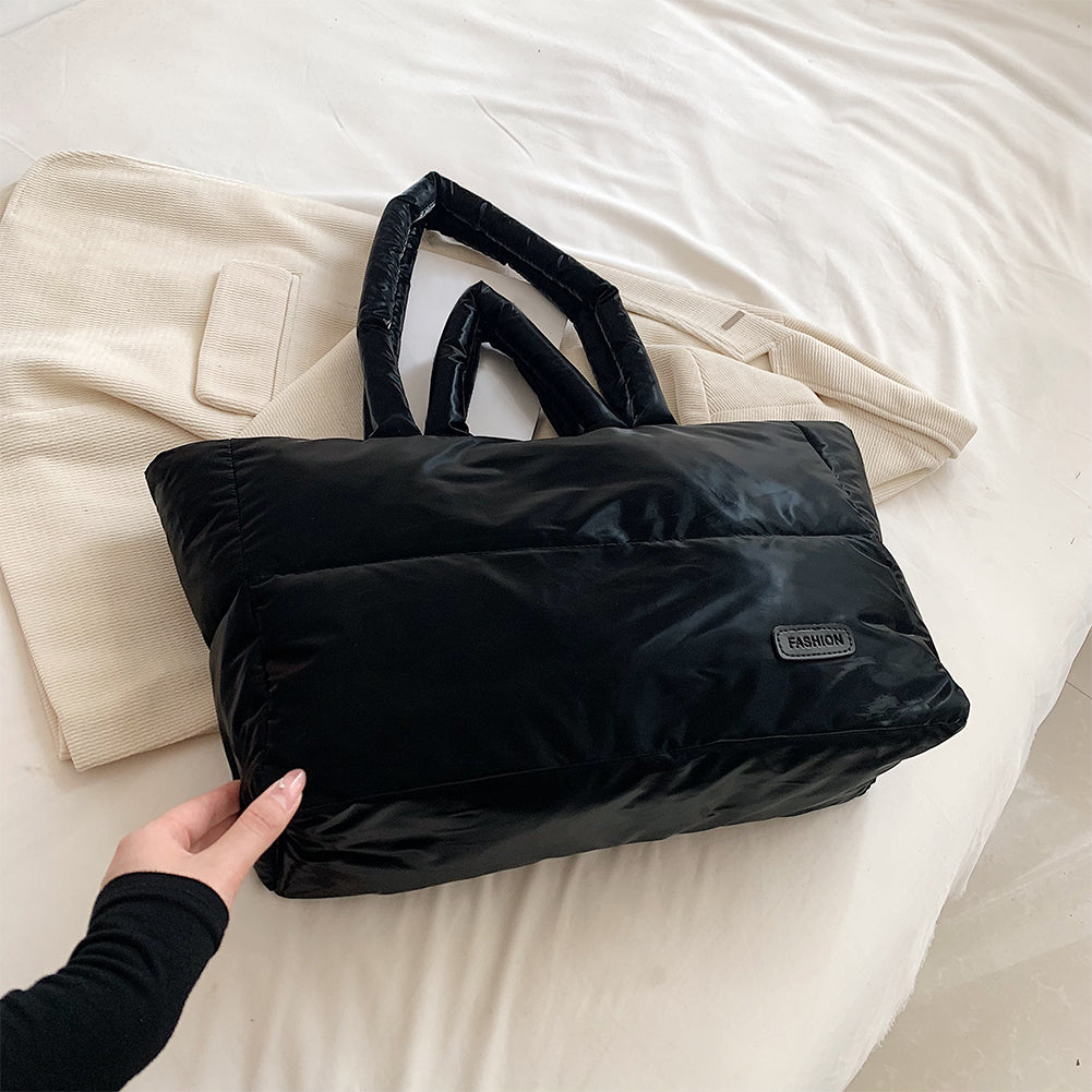 Puffer Quilted Cotton Shoulder Large Tote Bag – Cloud Handbag with Padded Design for Women, Lightweight Casual Shopping Purse for Daily Travel & Essentials
