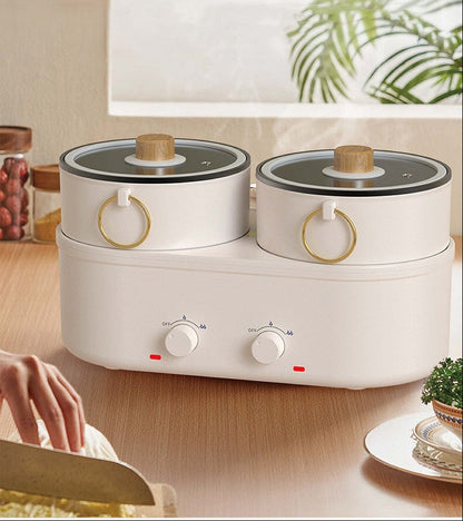 Electric Multi Cooker Hot Pot – Split Double Cooking Pot for Boiling, Steaming and Family Meals with Convenient Heating