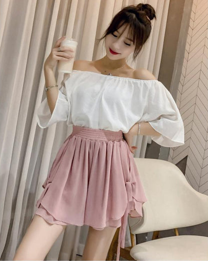Korean Wide-Leg Chiffon Shorts – Women’s Elastic-Waist Baggy Summer Pants with Elegant Aesthetic Styling, Casual Comfort and Relaxed Everyday Fit