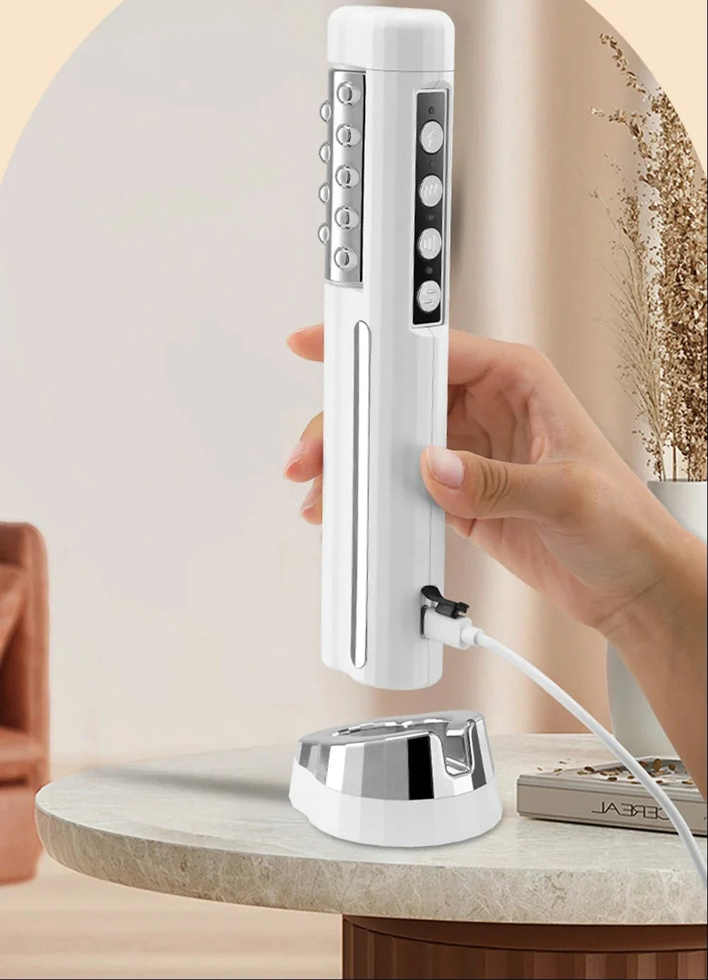 Heated EMS Facial Rolling Massager– 360° Rotating Firming Massager for Face Contours, Smoother-Looking Skin and Relaxing At-Home Beauty Routines