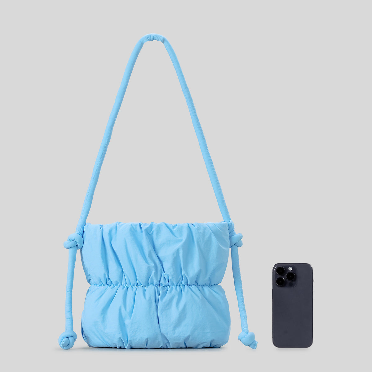 Fashion Ruched Puffer Bucket Bag – Designer Padded Women’s Shoulder Bag, Casual Nylon Crossbody Purse for Daily Wear & Cute Phone Storage