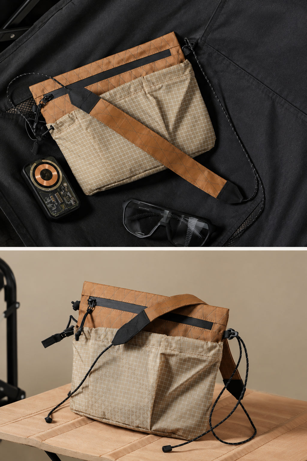 Waterproof X-Pac Crossbody Bag – Lightweight Ripstop Nylon Sling Pouch with Adjustable Strap for Travel, Hiking and Everyday Carry