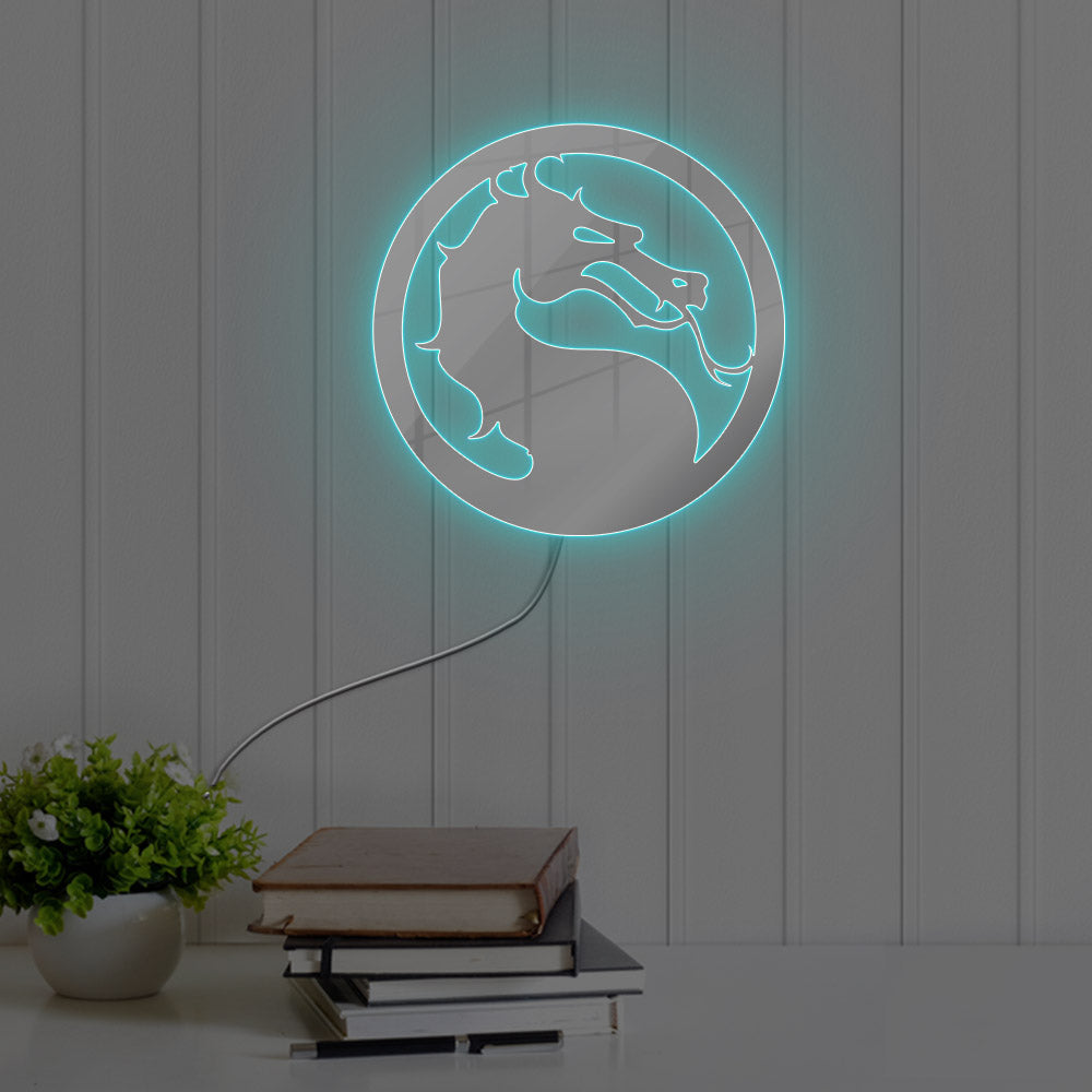 Evil Dragon Neon Sign – LED Gamer Wall Light with Fighting-Game Style for Game Rooms, Bedrooms and Gaming Setups with Dark Glow