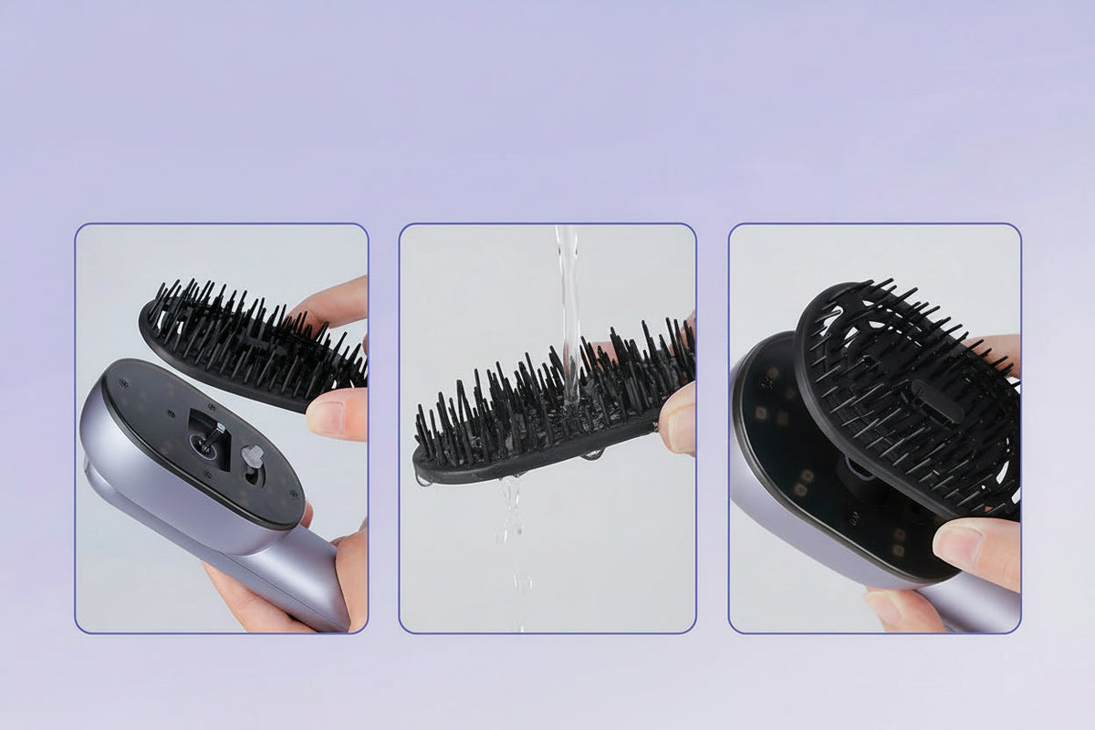 Vibration Hair Care Massage Comb with Atomizing Spray – Scalp Massaging Hairbrush for Oil Application and Relaxing Head Care