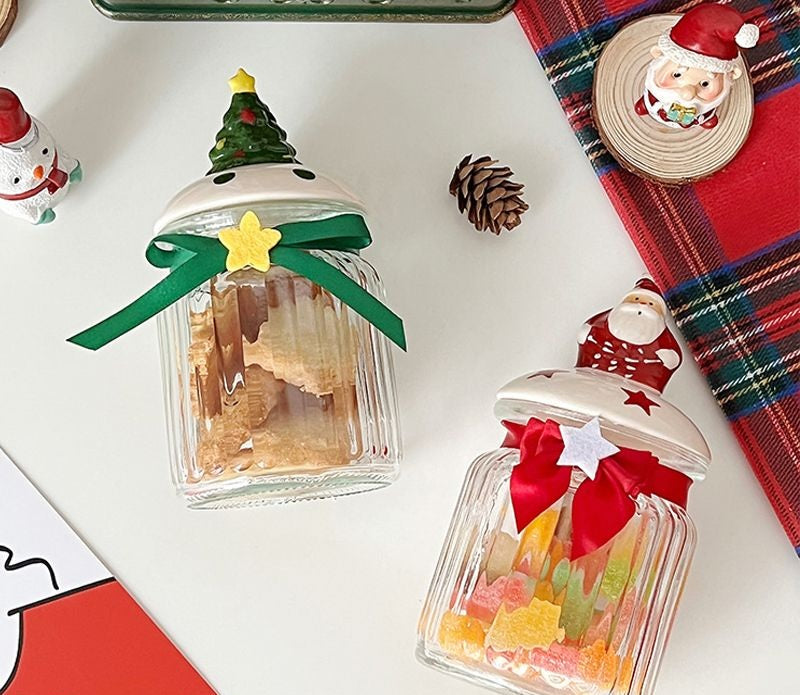 Christmas Glass Sealing Jar – Cute Santa Candy Storage Bottle for Snacks, Cookies & Holiday Treats, Decorative Kitchen Container for Xmas & New Year