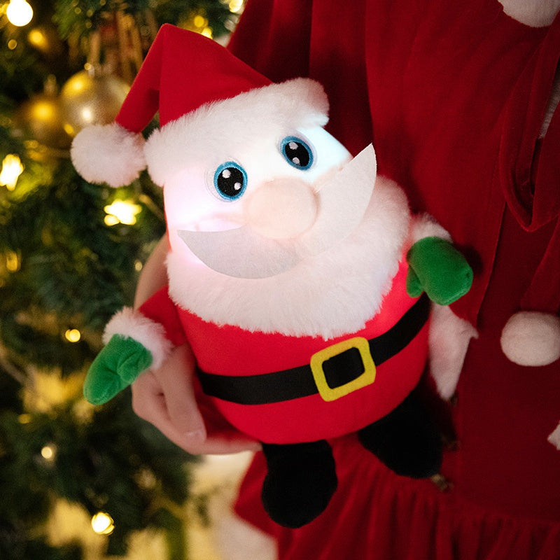Luminous Singing Christmas Plush Toy – Cute Santa, Elk, or Snowman Plush Doll with Music and Lights, Perfect New Year Gift for Kids