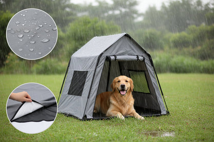 Waterproof Outdoor Dog Tent – Windowed Sunshade Cot Shelter for Comfortable Pet Rest, Camping, Backyard Lounging and Warm-Weather Adventures
