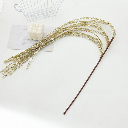 Sequin Glitter Christmas Branch Sticks – Artificial White Tassel Plant Decorations for Holiday Trees, Parties & Festive Displays