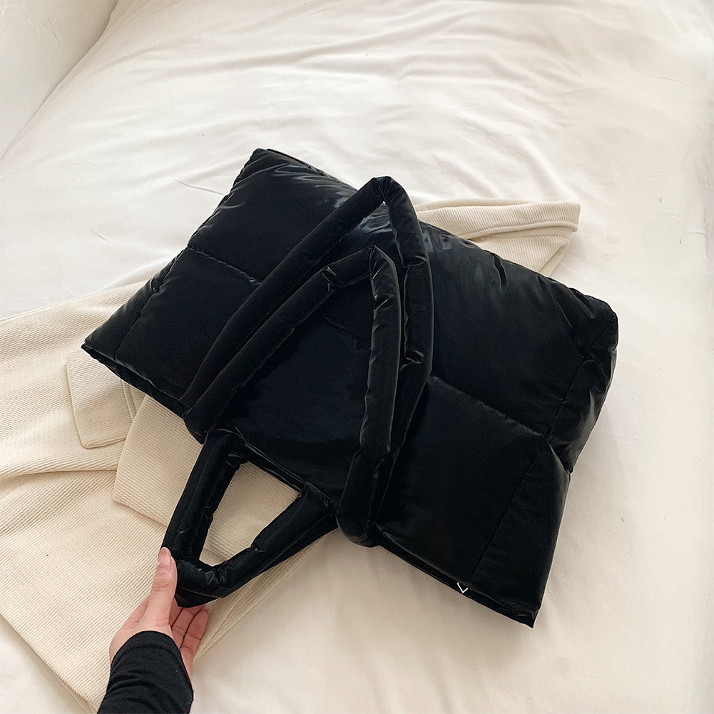 Puffer Quilted Cotton Shoulder Large Tote Bag – Cloud Handbag with Padded Design for Women, Lightweight Casual Shopping Purse for Daily Travel & Essentials