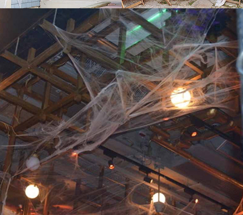 Stretchy Halloween Spider Web – Artificial White Cobweb Decoration for Haunted Houses, Scary Party Scenes, Indoor Displays and Outdoor Spooky Decor