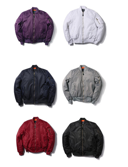 Padded Military MA1 Bomber Jacket – Nylon Quilted Flight Jacket for Men, Windproof Winter Outerwear for Daily Use