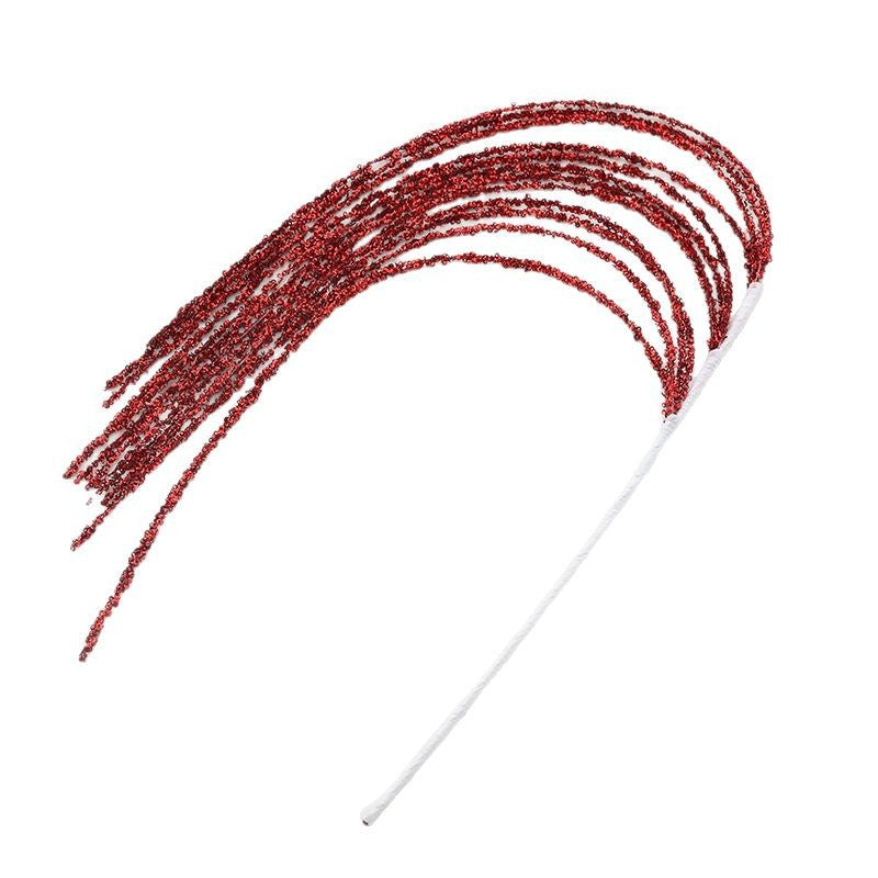 Sequin Glitter Christmas Branch Sticks – Artificial White Tassel Plant Decorations for Holiday Trees, Parties & Festive Displays