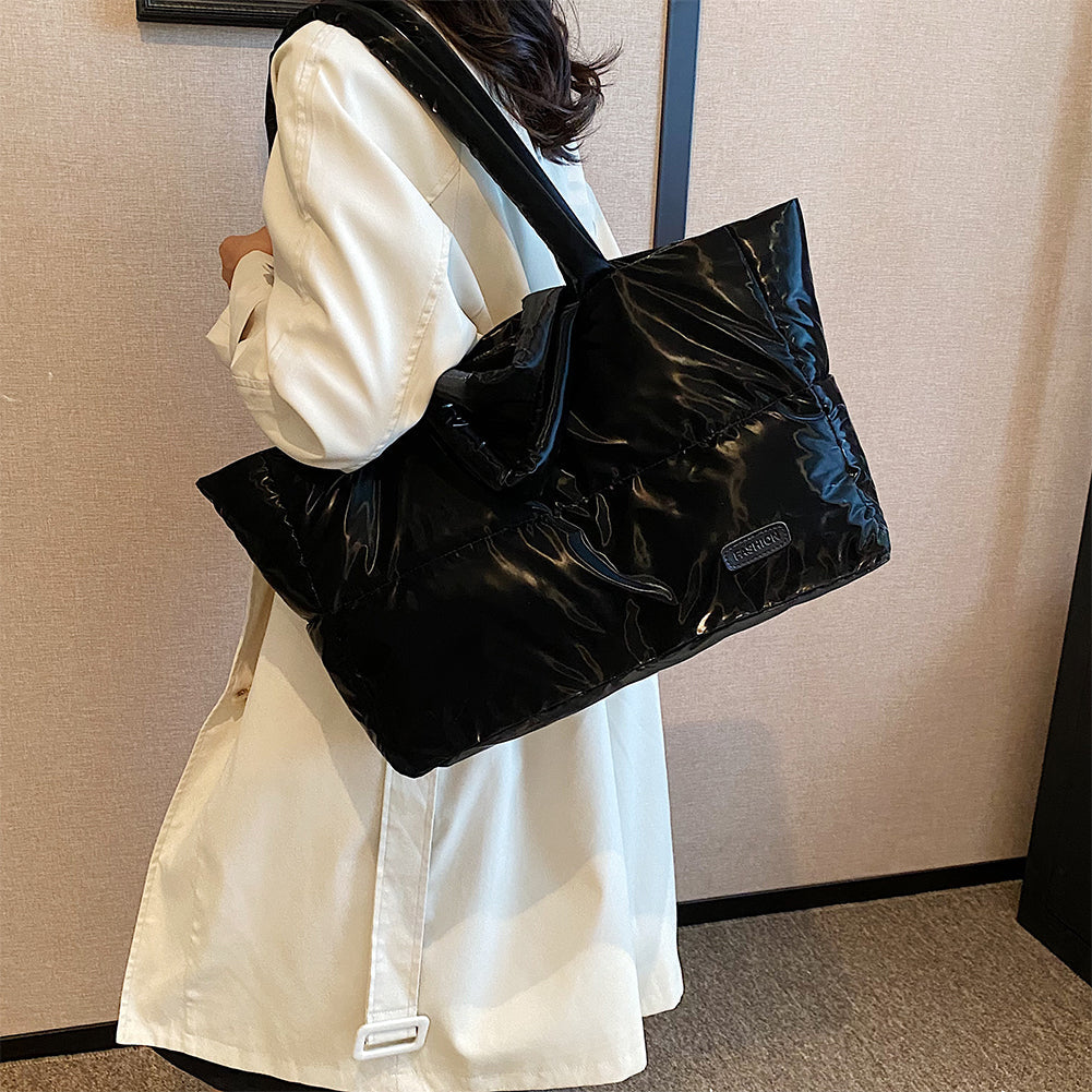 Puffer Quilted Cotton Shoulder Large Tote Bag – Cloud Handbag with Padded Design for Women, Lightweight Casual Shopping Purse for Daily Travel & Essentials
