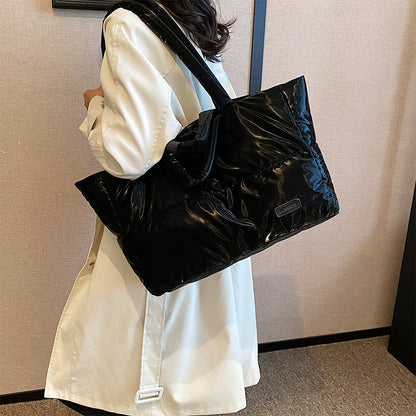 Puffer Quilted Cotton Shoulder Large Tote Bag – Cloud Handbag with Padded Design for Women, Lightweight Casual Shopping Purse for Daily Travel & Essentials