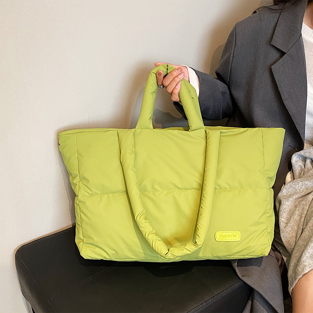 Puffer Quilted Cotton Shoulder Large Tote Bag – Cloud Handbag with Padded Design for Women, Lightweight Casual Shopping Purse for Daily Travel & Essentials