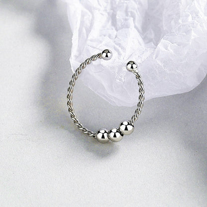 Korean Vintage Beaded Wide Ring – Silver-Tone Open Handmade Jewelry for Women and Couples with Unique Statement Style and Gift Appeal