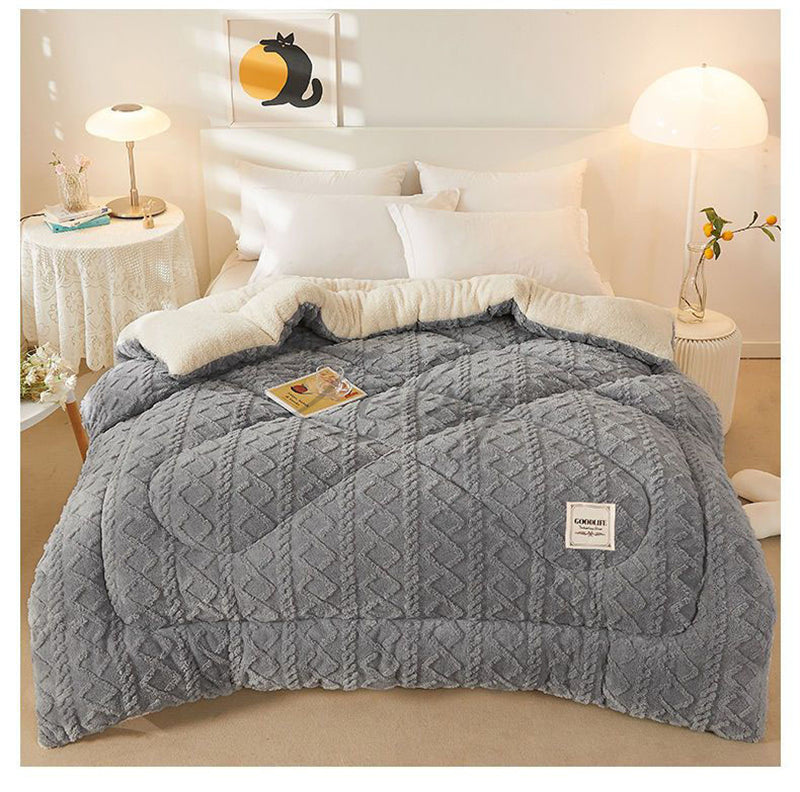 Super Thick Winter Blanket – Warm Artificial Lamb Cashmere Weighted Comforter for Beds and Sofas with Cozy Autumn Cold Weather Comfort