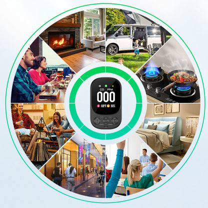 Plug-in Carbon Monoxide Detector – 3-in-1 CO Level Alarm with Temperature & Humidity Sensor, Easy Install Safety Device