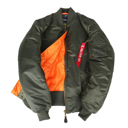 Padded Military MA1 Bomber Jacket – Nylon Quilted Flight Jacket for Men, Windproof Winter Outerwear for Daily Use