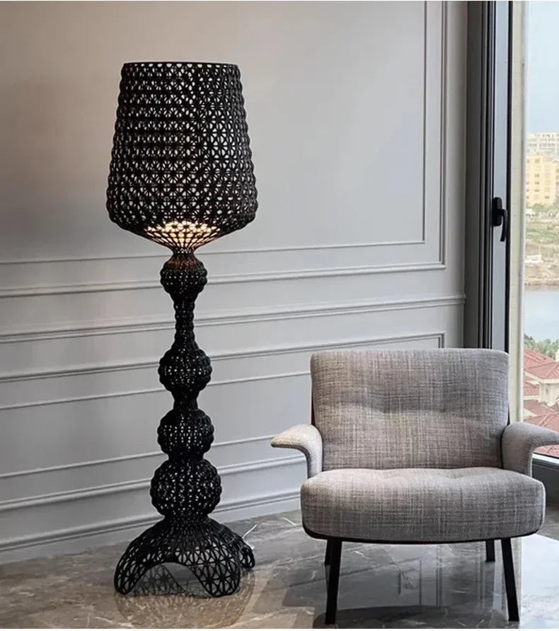 Italian Acrylic Floor Lamp – Designer Hollow Goblet LED Standing Light for Living Room, Bedroom and Luxury Interior Decor