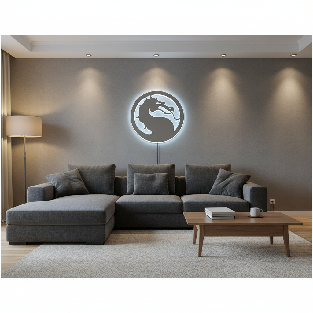 Evil Dragon Neon Sign – LED Gamer Wall Light with Fighting-Game Style for Game Rooms, Bedrooms and Gaming Setups with Dark Glow