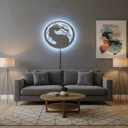 Evil Dragon Neon Sign – LED Gamer Wall Light with Fighting-Game Style for Game Rooms, Bedrooms and Gaming Setups with Dark Glow