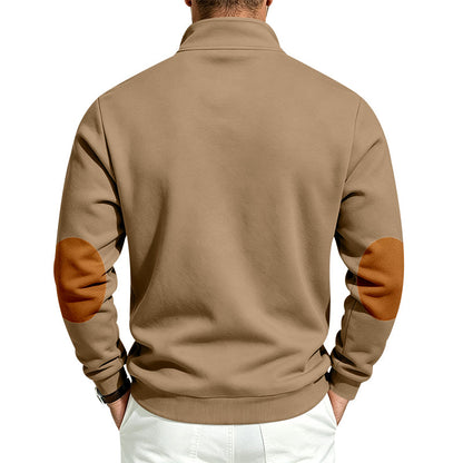 Men's Fleece Lined Sweatshirt – Thick Stand Collar Zip Up Pullover for Autumn Winter Casual Streetwear, Outdoor Comfort and Warmth
