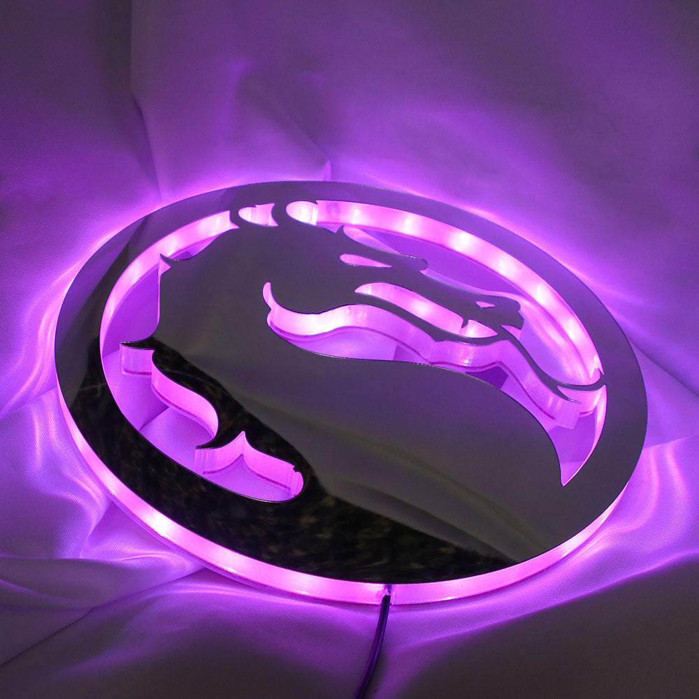 Evil Dragon Neon Sign – LED Gamer Wall Light with Fighting-Game Style for Game Rooms, Bedrooms and Gaming Setups with Dark Glow