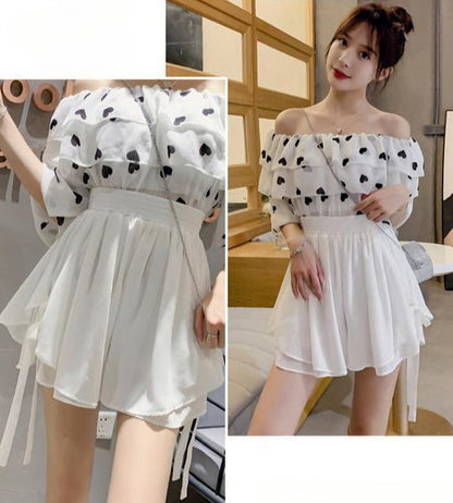 Korean Wide-Leg Chiffon Shorts – Women’s Elastic-Waist Baggy Summer Pants with Elegant Aesthetic Styling, Casual Comfort and Relaxed Everyday Fit