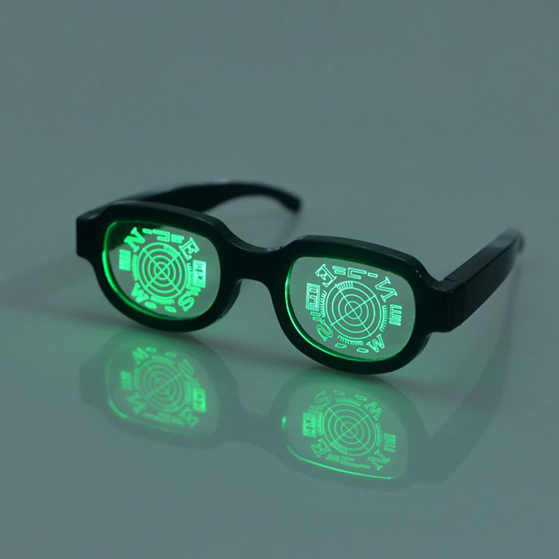 LED Luminous Punk Party Glasses – Rechargeable Colorful Light-Up Eyewear for Festivals, KTV Bars, Concerts, Nightclubs & Cosplay Events