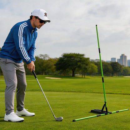 Golf Swing Plane Corrector – Alignment Rod Holder and Practice Plate for Adjusting Swing Angle, Posture and Consistent Training Mechanics