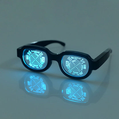LED Luminous Punk Party Glasses – Rechargeable Colorful Light-Up Eyewear for Festivals, KTV Bars, Concerts, Nightclubs & Cosplay Events