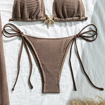 Mesh Dress & Bikini Set with Starfish Pendant– 3-Piece Women’s Swimsuit with Sheer Cover-Up, Perfect for Summer Beachwear & Pool Outings