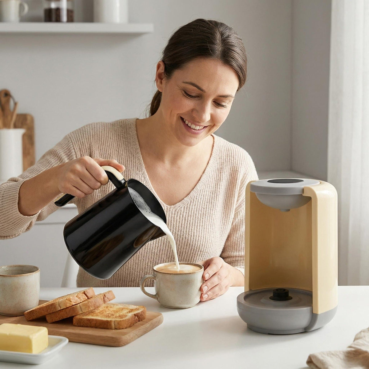 Automatic Turkish Coffee Maker – Electric Portable Mocha Coffee Machine and Hot Milk Pot for Rich Brews, Quick Heating and Home Use