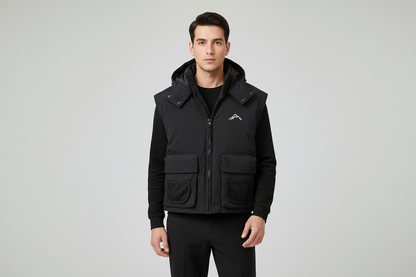 Men’s Tactical Techwear Vest – Summer Lightweight Hooded Utility Vest with Zipper Pockets for Outdoor, Workwear & Street Style
