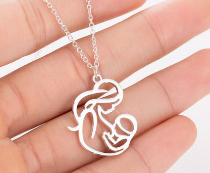 Stainless Steel Family Mom Daughter Pendant Necklace – Mother’s Day Jewelry Gift for Women, Symbolic Love Necklace for Moms Daughters Pregnancy Keepsake