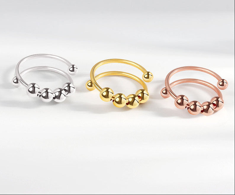 Micro-Motion Rotating Bead Ring – Round Bead Jewelry with Playful Spinning Detail for Stylish Everyday Wear, Stress Relief and Unique Gifting