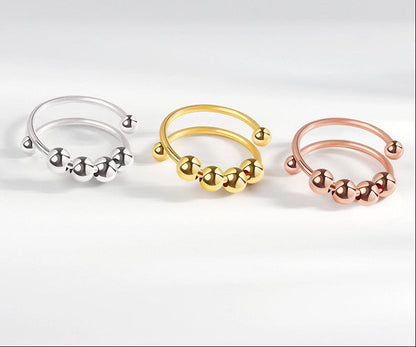 Micro-Motion Rotating Bead Ring – Round Bead Jewelry with Playful Spinning Detail for Stylish Everyday Wear, Stress Relief and Unique Gifting