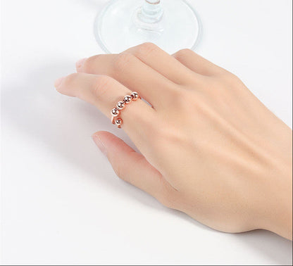 Micro-Motion Rotating Bead Ring – Round Bead Jewelry with Playful Spinning Detail for Stylish Everyday Wear, Stress Relief and Unique Gifting