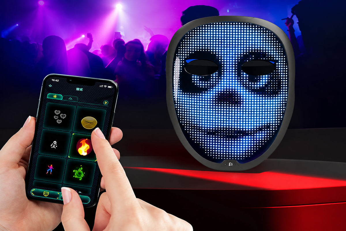 Gesture-Sensing LED Face Display – Interactive Light-Up Face-Changing Device with Hands-Free Controls for Parties, Costumes, Events and Creative Entertainment