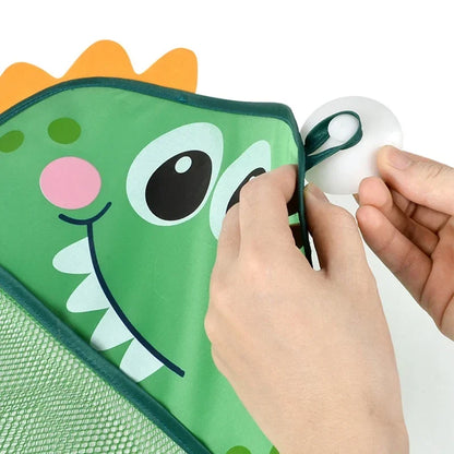 Dinosaur Baby Bath Toy Organizer – Mesh Bag with Suction Cups Keeps Toys Dry, Neat, and Off Your Tub Floor