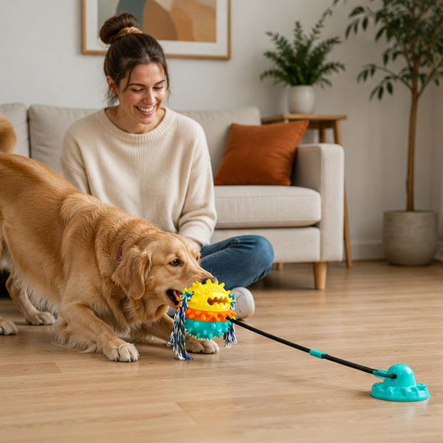 Dog Suction Cup Toy - Interactive Teeth Cleaning Treat Dispenser for IQ Training and Fun Playtime with Small Large Dogs
