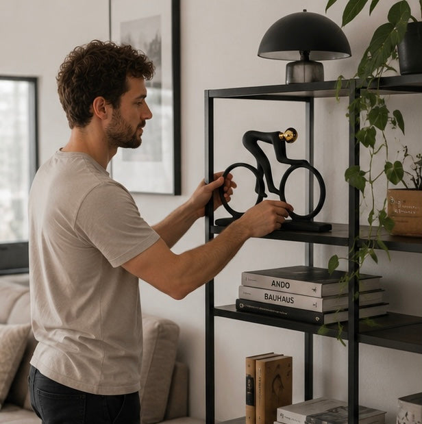 Abstract Cyclist Statue Decor - Modern Resin Bicycle Rider Figurine for Office Living Room and Sports Inspired Decoration