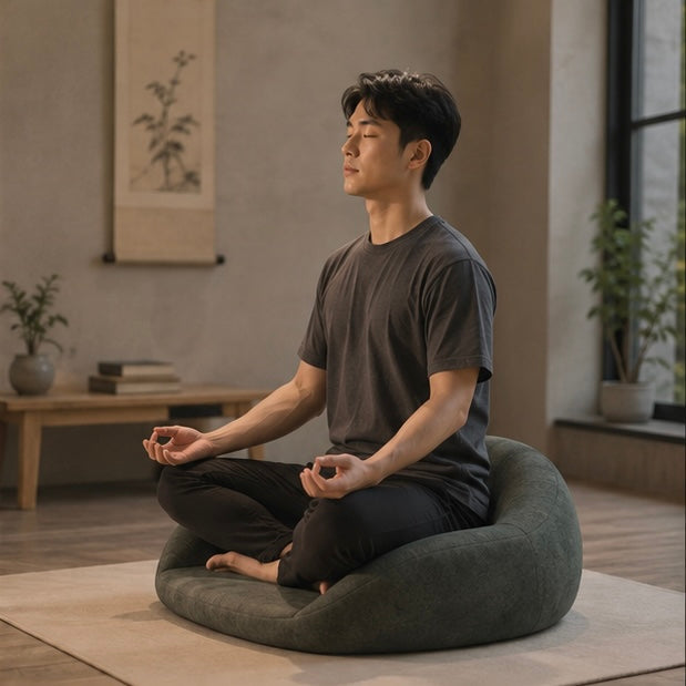 Memory Foam Meditation Cushion – Ergonomic Yoga Sitting Pillow for Floor Seating, Mindfulness Practice and Home Comfort
