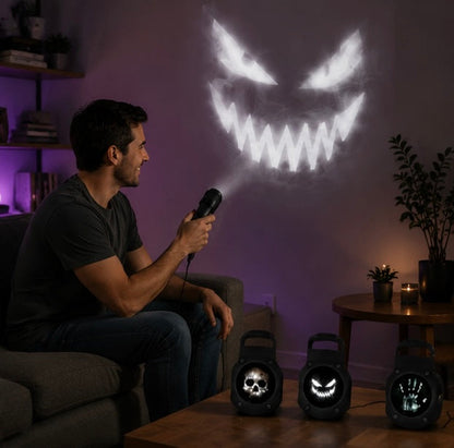 Halloween Skull Projector Light – USB Powered LED Ghost Night Lamp with Rotating Patterns for Creepy Dark Room Ambience Decor
