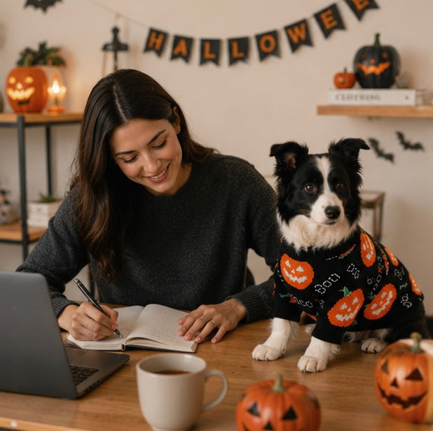 Halloween Pet Pumpkin Sweater – Puppy Kitten Costume Decoration, Warm Winter Dog Clothes, Cute Cat Outfit for Holiday Dress-Up