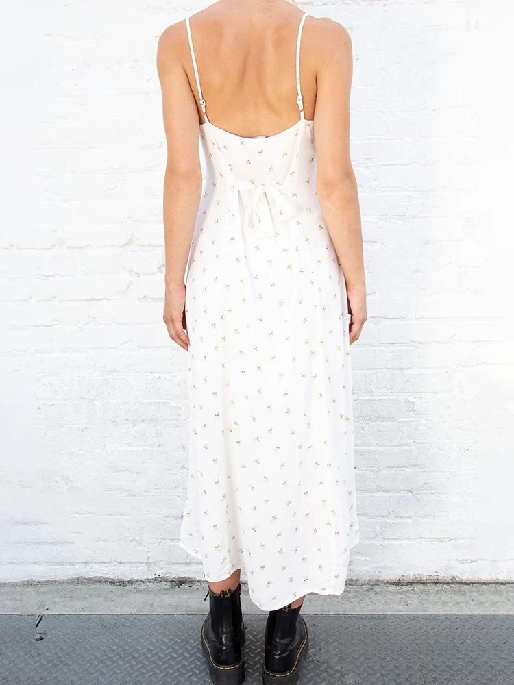 Slim Fit Strapless Sheath Floral Midi Dress – Sweet Y2K Vintage Bodycon for Romantic Summer & Spring Styling