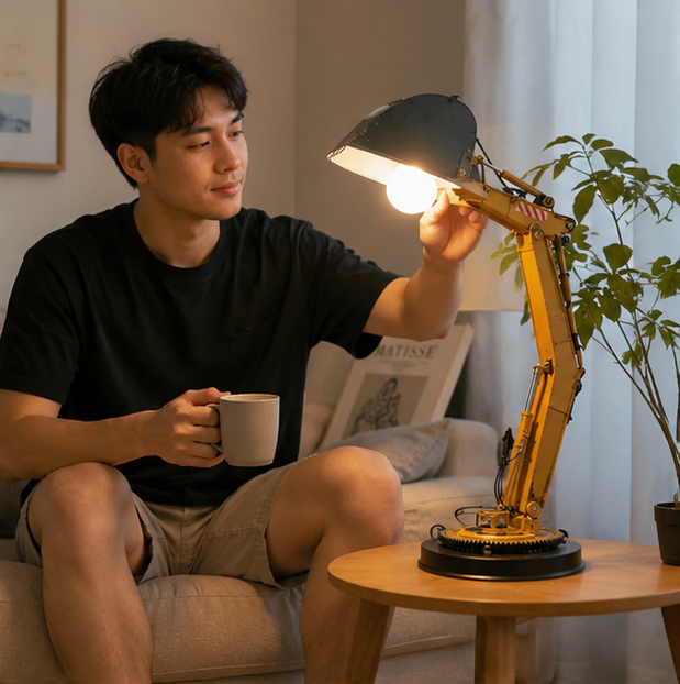 Excavator LED Table Lamp - Creative Construction Vehicle Desk Light for Kids Bedrooms, Reading and Unique Decor