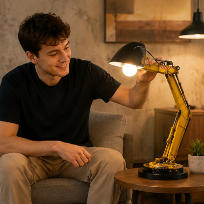 Excavator LED Table Lamp - Creative Construction Vehicle Desk Light for Kids Bedrooms, Reading and Unique Decor